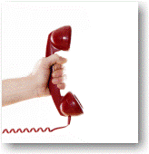 Arm extended holding telephone