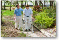 Patient and family member walking